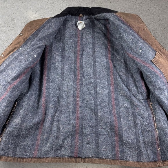 Carhartt C02 CHT‎ Brown Button Up Jacket Size 3XL XXXL Chore Coat Blanket Lined - Picture 2 of 6